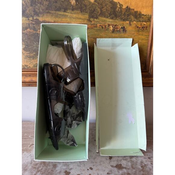 Off White Transparent Jelly Zip Tie Slingback Flat Sandal w Box Ladies Size 5 - Picture 2 of 9